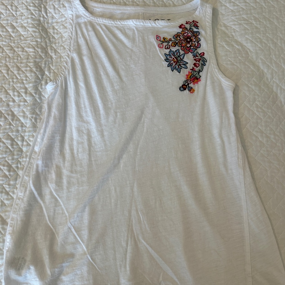 Embroidered White Sleeveless Top